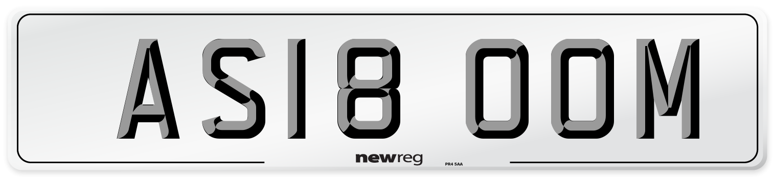 AS18 OOM Number Plate from New Reg